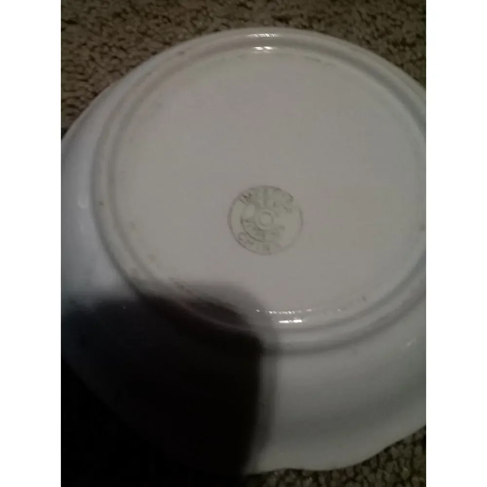 Antique Imperial China Semi Vitreous Small Bowl With Blue Edge 6 Inch